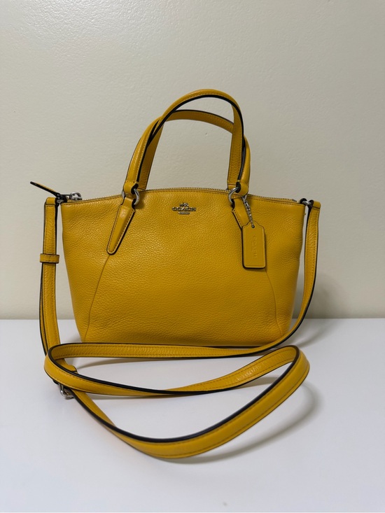 Coach Handbags - Coach Mini Kelsey Satchel Pebble Leather Mustard Yellow Style# F57563